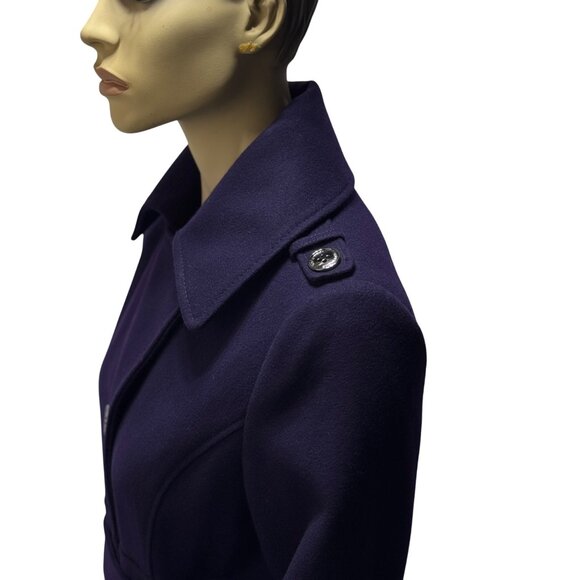 Kenneth Cole Women's Wool Blend Purple Belted OverCoat Size 10 - Picture 8 of 16